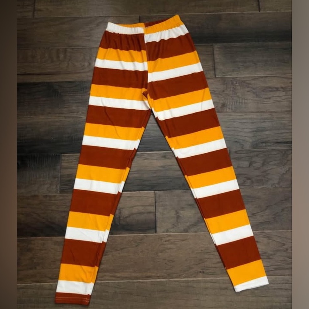 NEW- Agnes & Dora Candy Corn stripped Womens Leggings (Halloween).